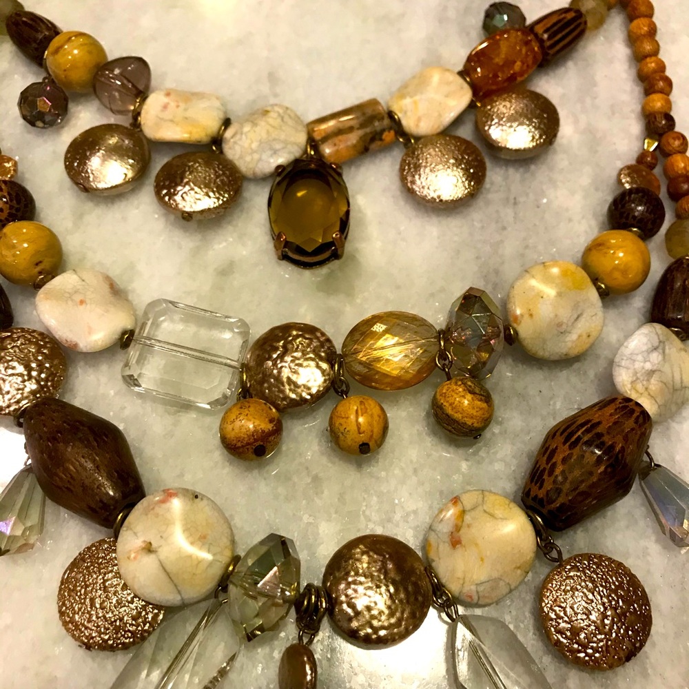 Beautiful Statement Necklace -multi stone, 3 layer